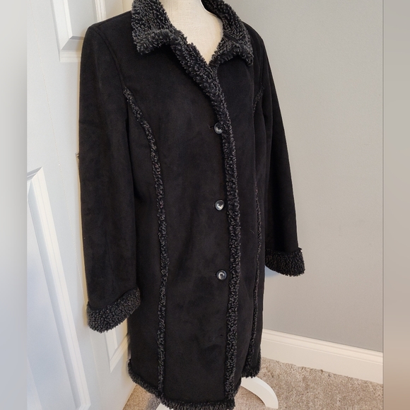 🖤 Vintage Y2K L.L. Bean Faux Fur Trim Oversized Winter Coat, Black, Large - Picture 8 of 13